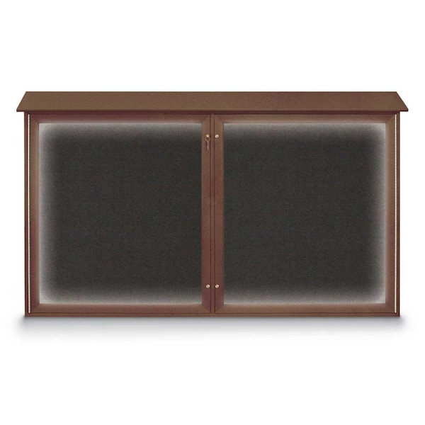 United Visual Products Sliding Door Wood Corkboard, 60"x36", Waln, UV9004OCS-WALNUT-RUBBER UV9004OCS-WALNUT-RUBBER - main